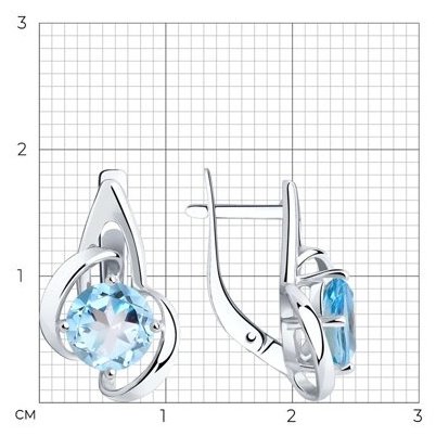 Серьги Diamant 94-320-00606-1 вес 3.72 г серебро, топаз купить,NaN