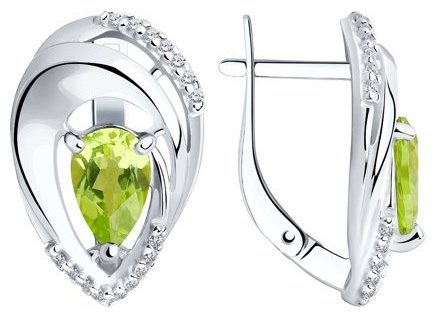 Серьги Diamant 94-320-00607-1 вес 3.9 г серебро, хризолит купить,24491