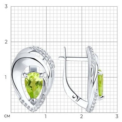 Серьги Diamant 94-320-00607-1 вес 3.9 г серебро, хризолит купить,24491