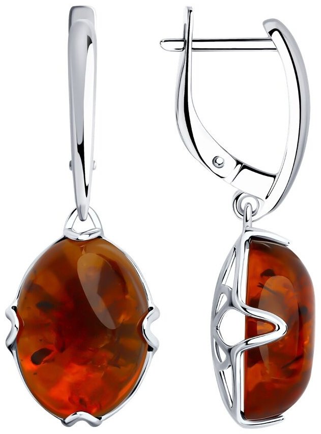 Серьги SOKOLOV 83020314 вес 4.98 г серебро, янтарь купить,NaN