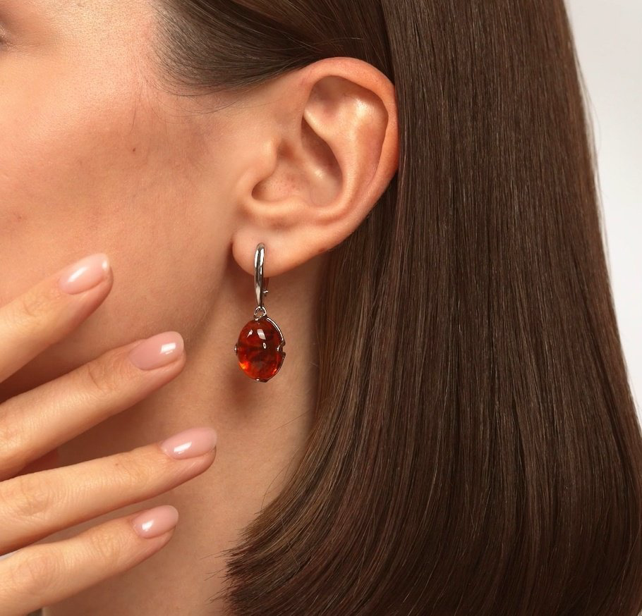 Серьги SOKOLOV 83020314 вес 4.98 г серебро, янтарь купить,NaN