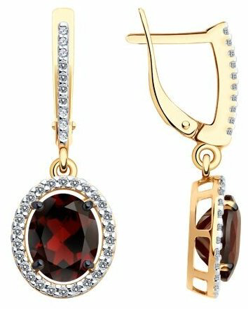 Серьги Diamant 93-321-01999-3 вес 3.7 г серебро, гранат купить,39999