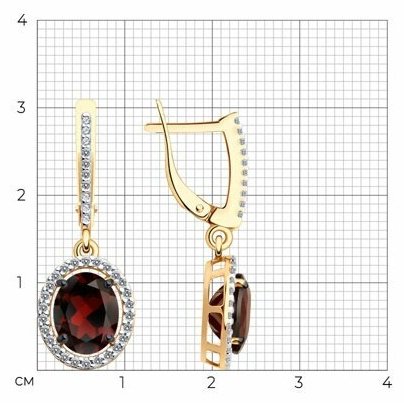 Серьги Diamant 93-321-01999-3 вес 3.7 г серебро, гранат купить,39999