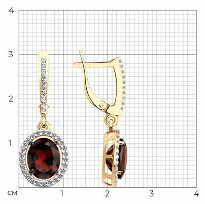 Серьги Diamant 93-321-01999-3 вес 3.7 г серебро, гранат купить,39999