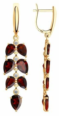 Серьги Diamant 93-321-02622-1 вес 5.5 г серебро, гранат купить,67716