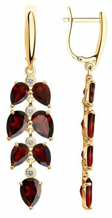Серьги Diamant 93-321-02622-1 вес 5.5 г серебро, гранат купить,67716