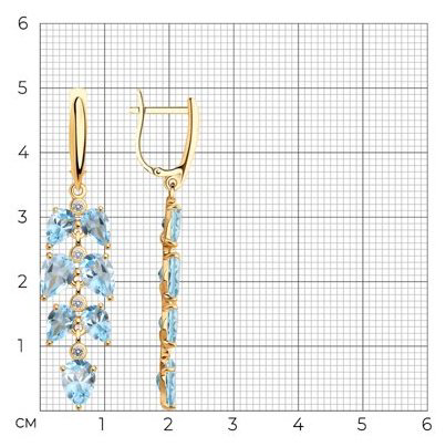 Серьги Diamant 93-321-02622-2 вес 5.21 г серебро, топаз купить,50274