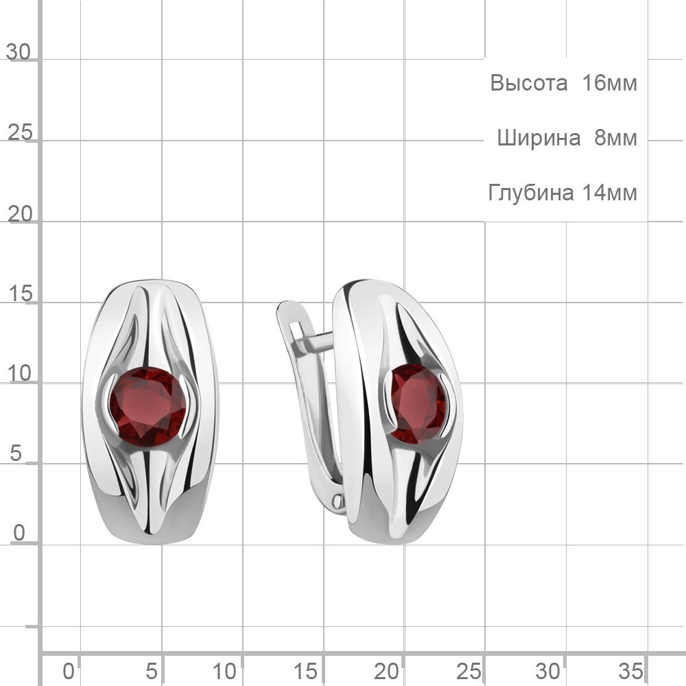 Серьги AQUAMARINE 4759303_s вес 3.4 г серебро, гранат купить,34628