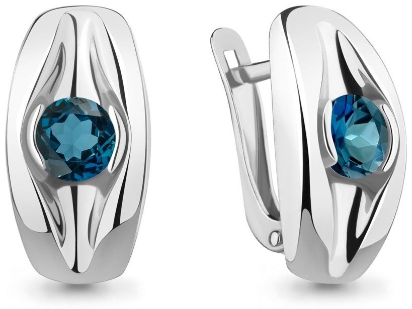 Серьги AQUAMARINE 4759308 вес 3.4 г серебро, топаз купить,49725