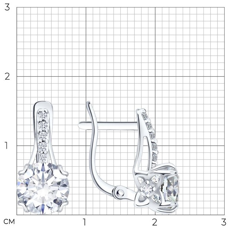 Серьги Diamant 94-120-00035-1 вес 2.79 г серебро, фианит купить,13635