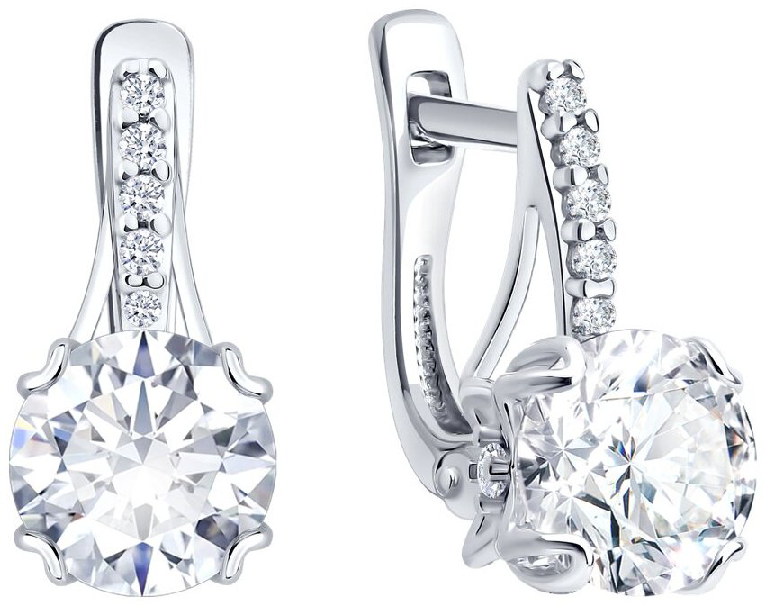 Серьги Diamant 94-120-00035-1 вес 2.79 г серебро, фианит купить,13635