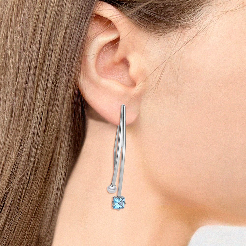 Серьги AQUAMARINE 4772305.5 вес 4.4 г серебро, топаз, культивированный жемчуг купить,89477