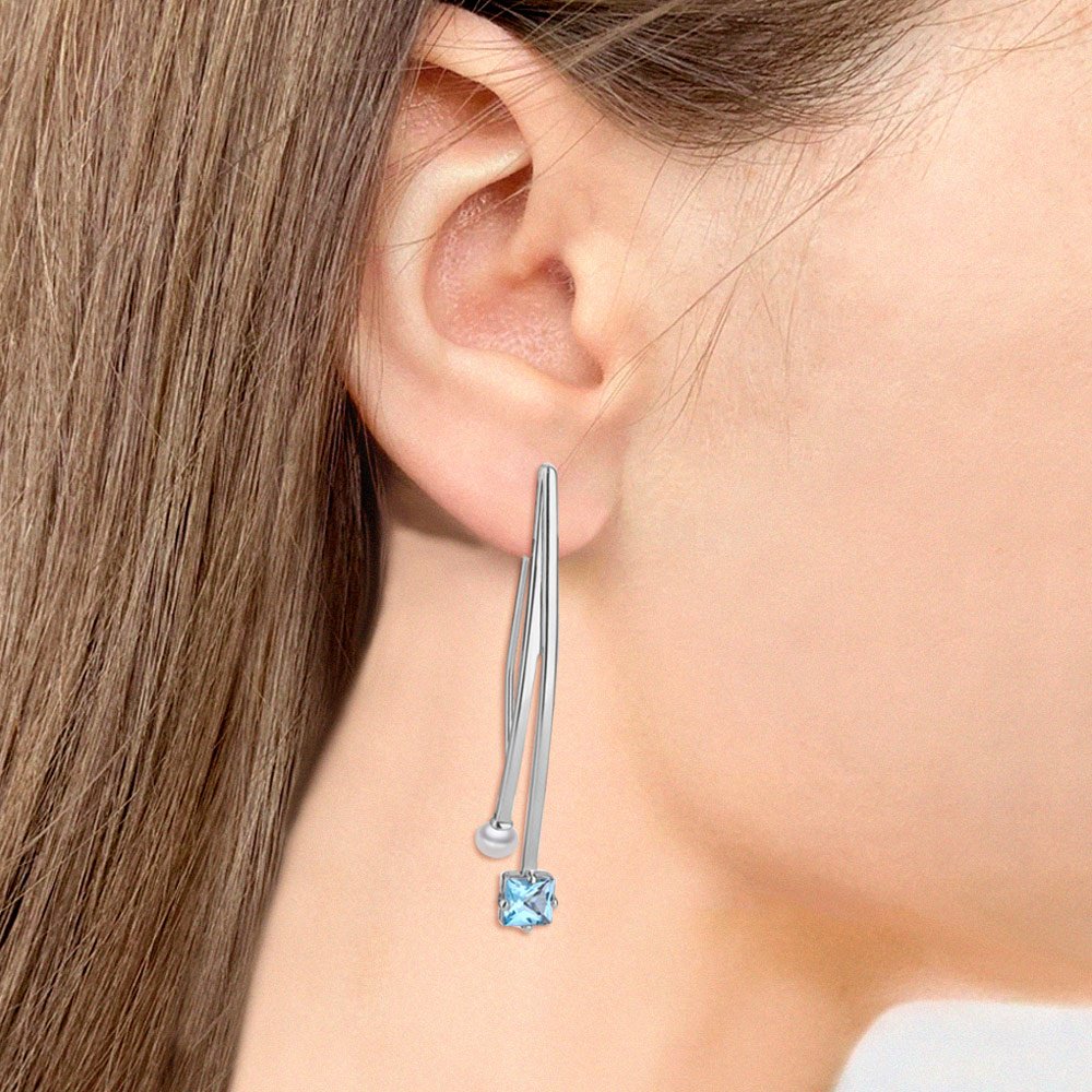Серьги AQUAMARINE 4772305_s вес 4.4 г серебро, топаз, жемчуг купить,89477