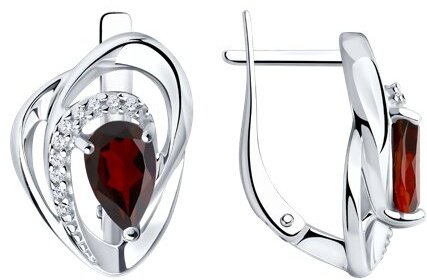Серьги Diamant 94-320-00630-2 вес 4.52 г серебро, гранат купить,31806