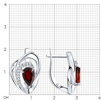 Серьги Diamant 94-320-00630-2 вес 4.52 г серебро, гранат купить,31806