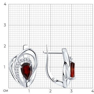 Серьги Diamant 94-320-00630-2 вес 4.52 г серебро, гранат купить,31806