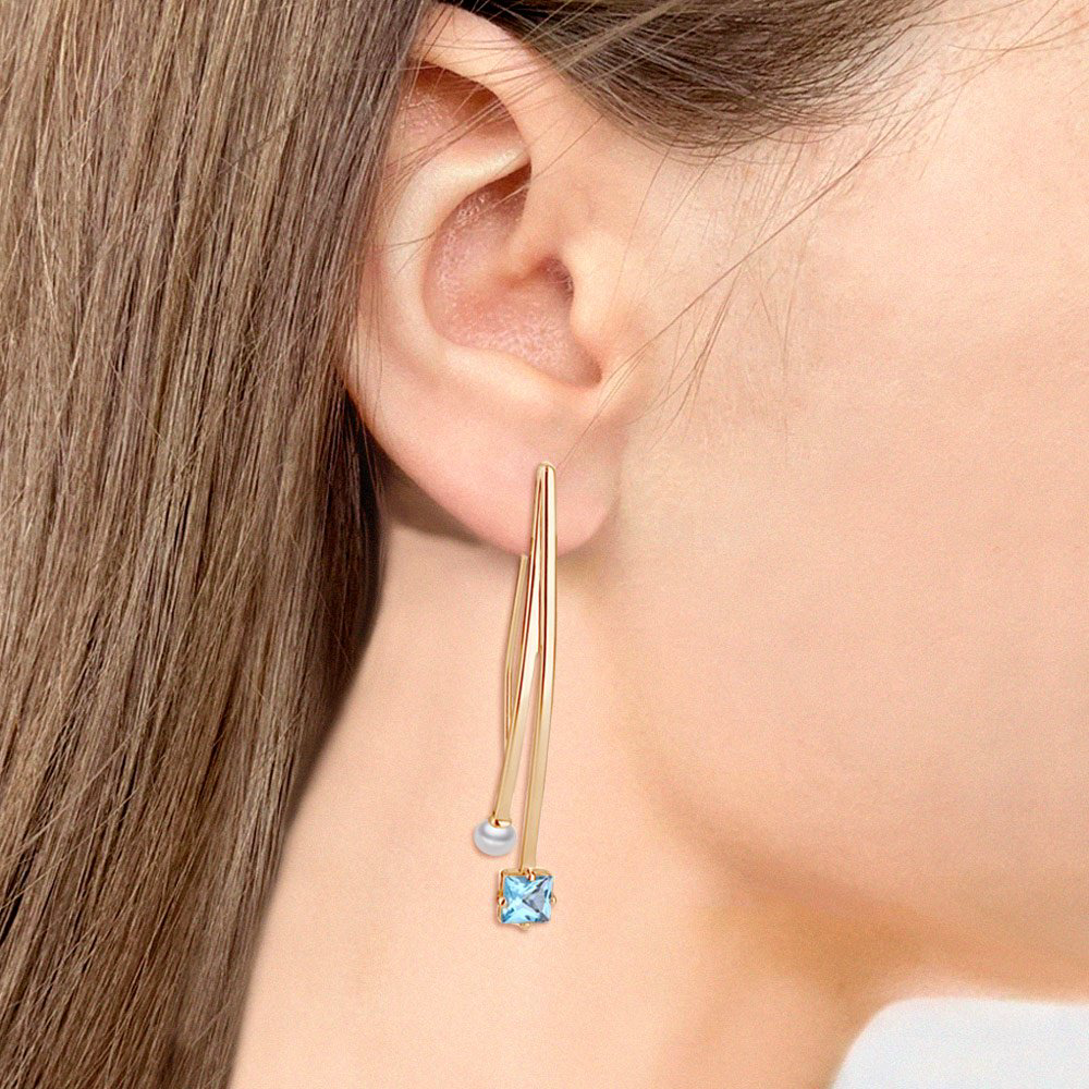 Серьги AQUAMARINE 4772305_s вес 4.4 г серебро, топаз, культивированный жемчуг купить,89477