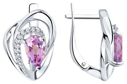 Серьги Diamant 94-320-00630-3 вес 4.33 г серебро, аметист купить,34522