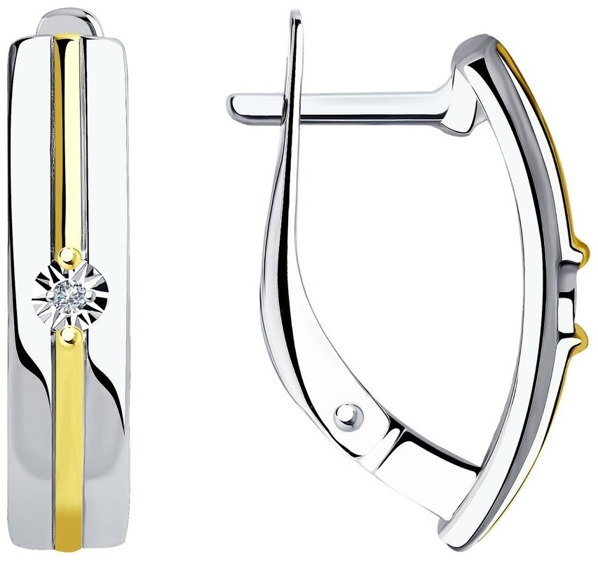 Серьги SOKOLOV 87020025 вес 2.65 г серебро, бриллиант купить,25299
