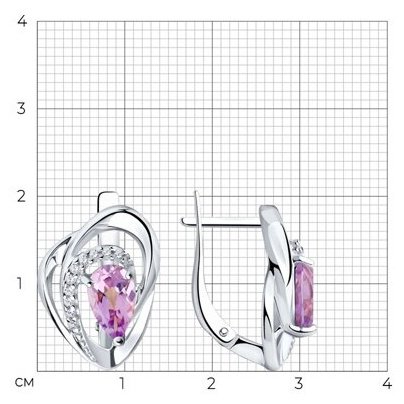 Серьги Diamant 94-320-00630-3 вес 4.45 г серебро, аметист купить,29100