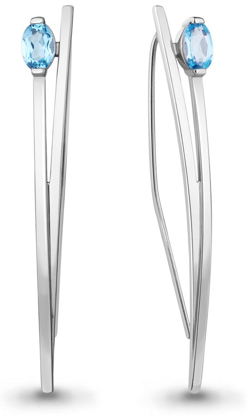 Серьги AQUAMARINE 4772605 вес 3.62 г серебро, топаз купить,64638