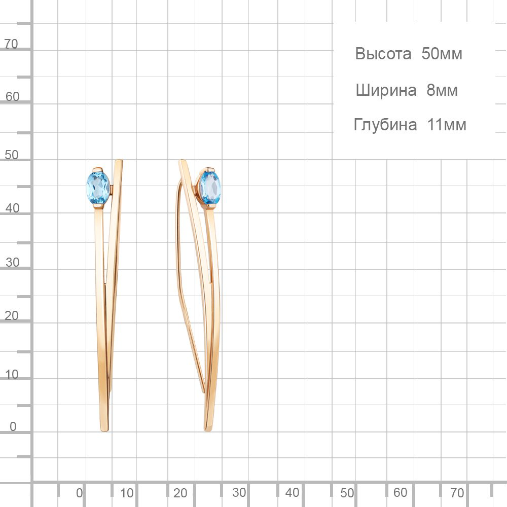 Серьги AQUAMARINE 4772605_s вес 3.62 г серебро, топаз купить,43631