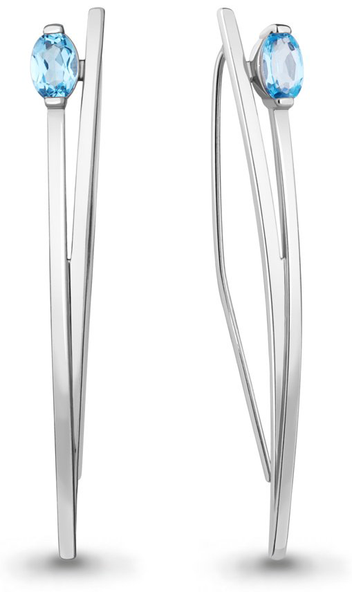 Серьги AQUAMARINE 4772605_s вес 3.62 г серебро, топаз купить,64638