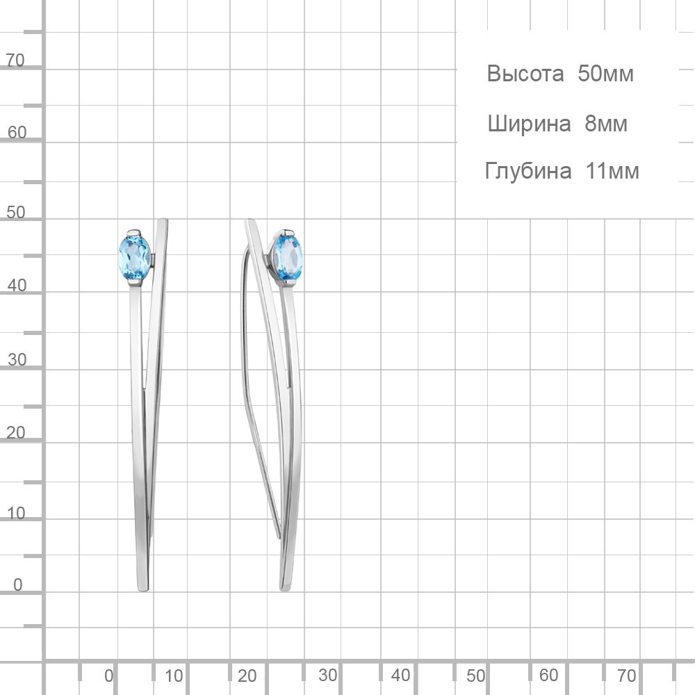 Серьги AQUAMARINE 4772605_s вес 3.62 г серебро, топаз купить,64638