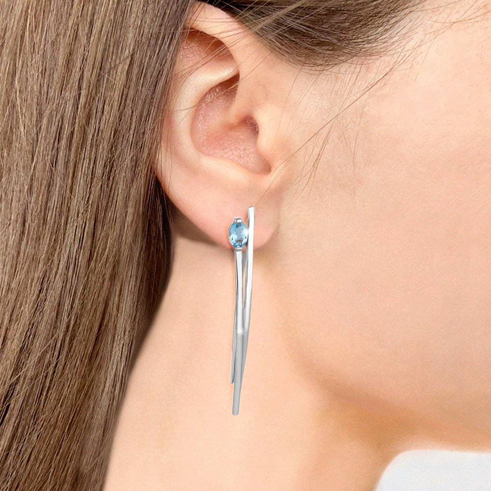 Серьги AQUAMARINE 4772605_s вес 3.62 г серебро, топаз купить,64638