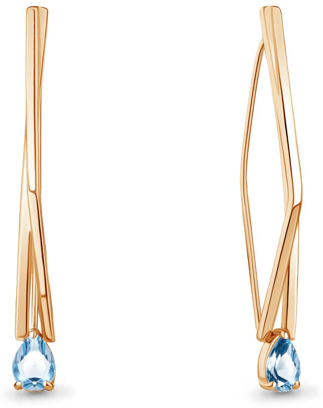 Серьги AQUAMARINE 4773005 вес 4.2 г серебро, топаз купить,60252