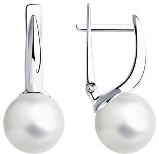 Серьги Diamant 94-120-01174-1 вес 4.94 г серебро, жемчуг купить,24443