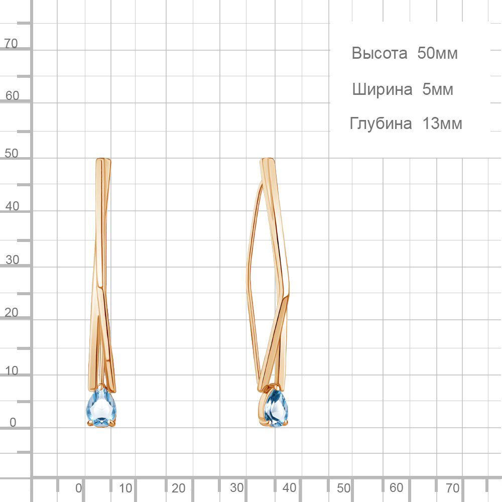 Серьги AQUAMARINE 4773005 вес 4.2 г серебро, топаз купить,60252