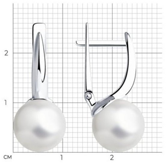 Серьги Diamant 94-120-01174-1 вес 4.94 г серебро, жемчуг купить,24443