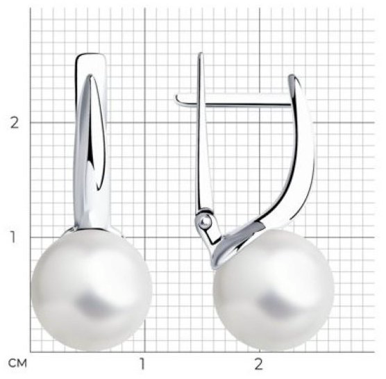 Серьги Diamant 94-120-01174-1 вес 4.94 г серебро, жемчуг купить,24443