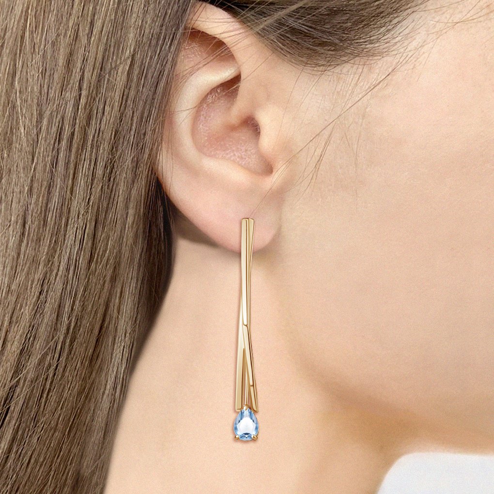 Серьги AQUAMARINE 4773005 вес 4.2 г серебро, топаз купить,60252