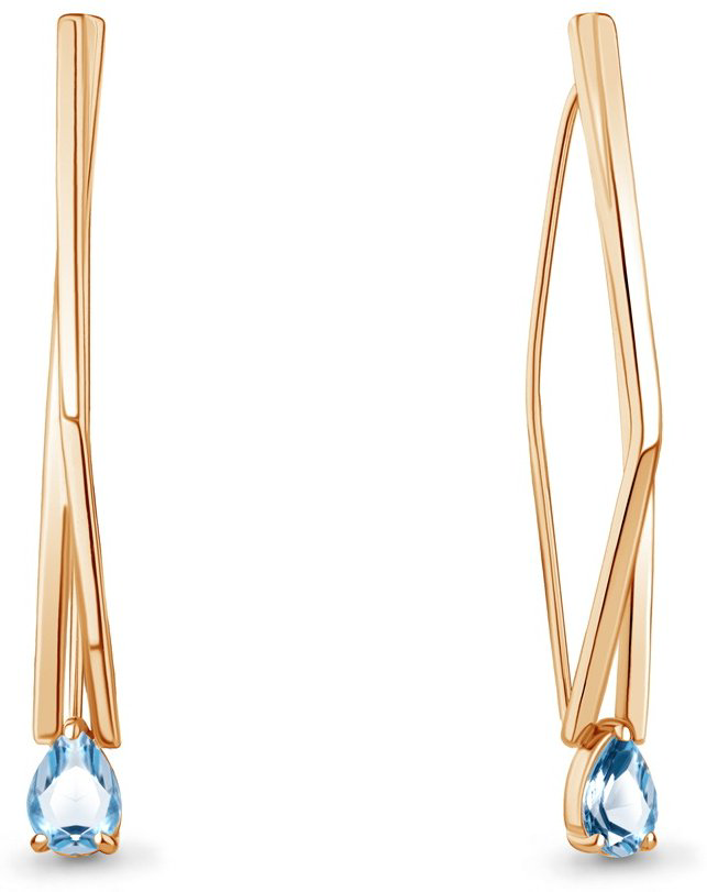 Серьги AQUAMARINE 4773005 вес 4.4 г серебро, топаз купить,60252