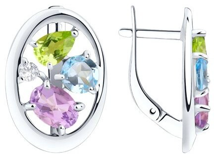 Серьги Diamant 94-320-00659-1 вес 4.45 г серебро, хризолит купить,24867