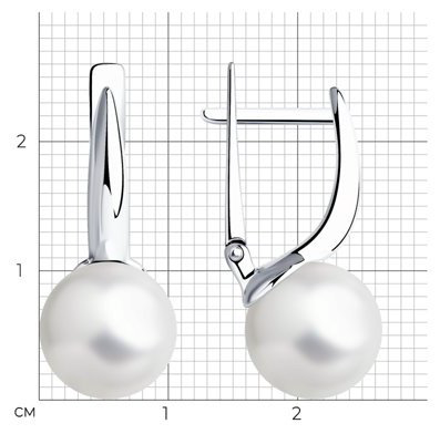Серьги Diamant 94-120-01174-1 вес 5.55 г серебро, жемчуг купить,23363