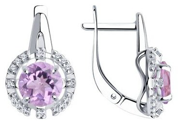 Серьги Diamant 94-320-00679-2 вес 3.6 г серебро, аметист купить,29654