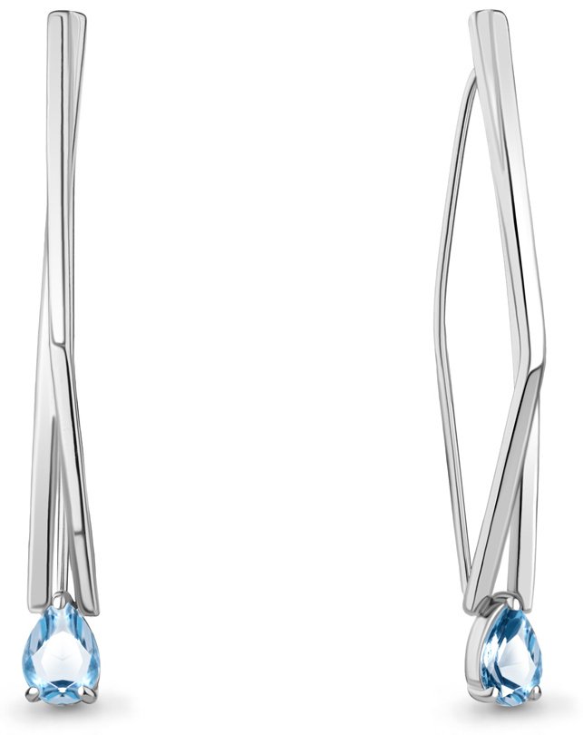 Серьги AQUAMARINE 4773005.5 вес 4.4 г серебро, топаз купить,60252