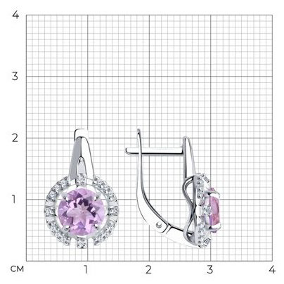 Серьги Diamant 94-320-00679-2 вес 3.6 г серебро, аметист купить,29654