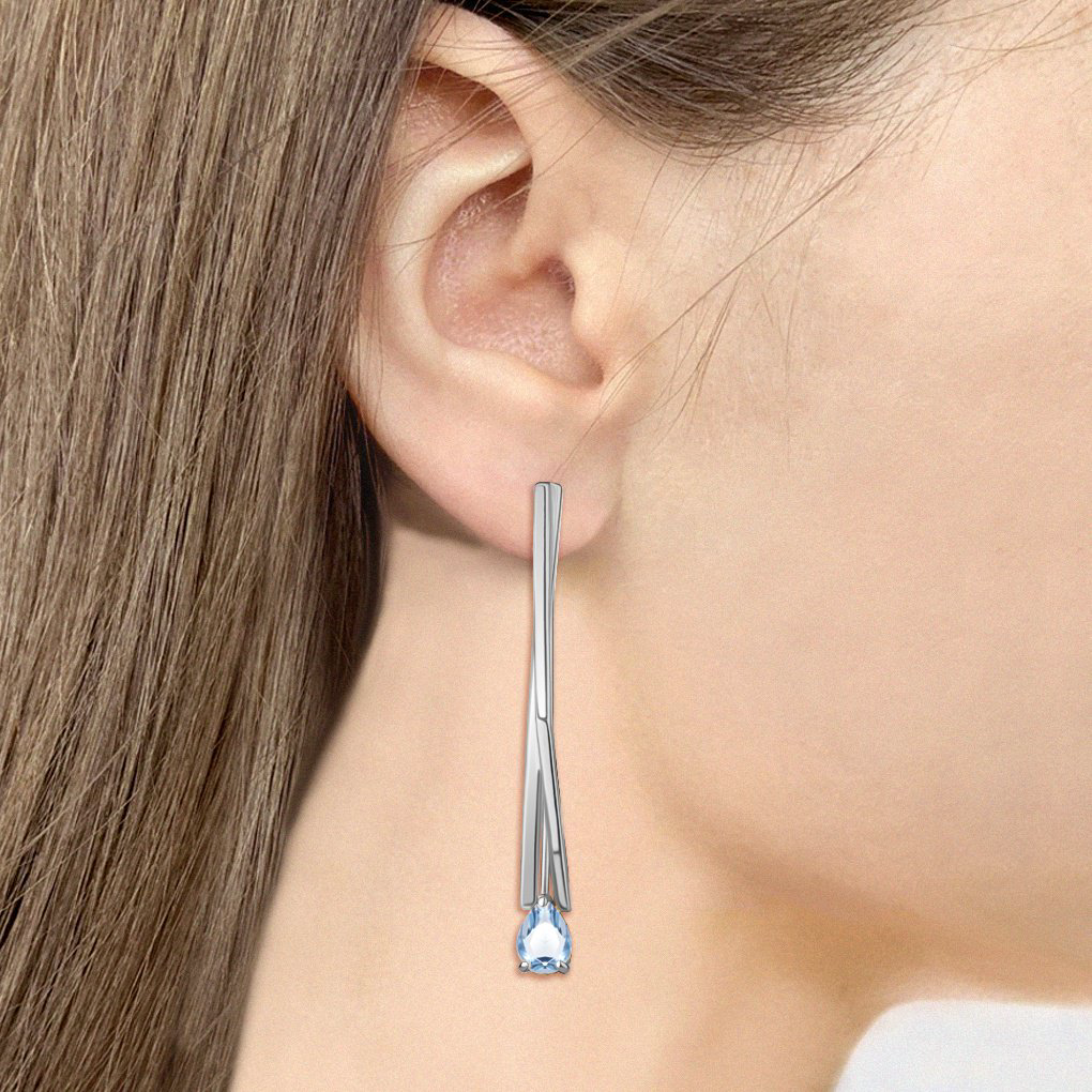 Серьги AQUAMARINE 4773005_s вес 4.4 г серебро, топаз купить,60252