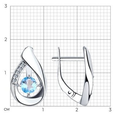Серьги Diamant 94-320-00695-1 вес 3.33 г серебро, топаз купить,20134