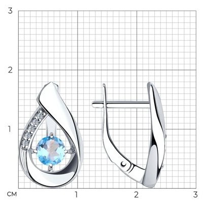 Серьги Diamant 94-320-00695-1 вес 3.33 г серебро, топаз купить,20134