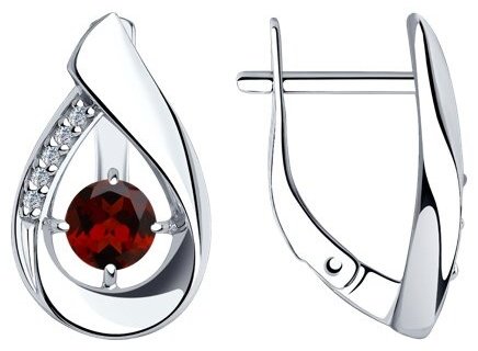 Серьги Diamant 94-320-00695-2 вес 3.27 г серебро, гранат купить,25650
