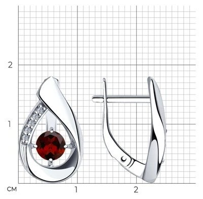 Серьги Diamant 94-320-00695-2 вес 3.27 г серебро, гранат купить,25650