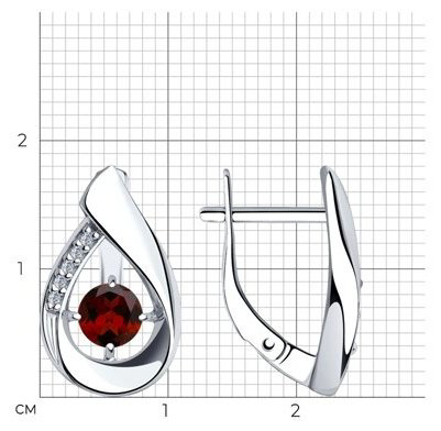 Серьги Diamant 94-320-00695-2 вес 3.27 г серебро, гранат купить,25650