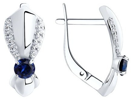 Серьги Diamant 94-320-00750-1 вес 2.61 г серебро, корунд купить,21371
