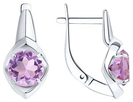 Серьги Diamant 94-320-00783-2 вес 2.85 г серебро, аметист купить,22570