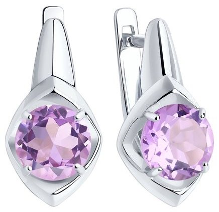Серьги Diamant 94-320-00783-2 вес 2.86 г серебро, аметист купить,22572